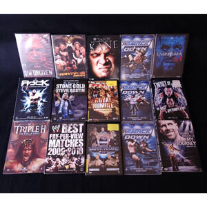 WWE Pro Wrestling DVD Set Lot 15 RAW WrestleMania SmackDown Royal Rumble Legends